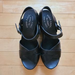 NEW Kork Ease black leather platform sandals